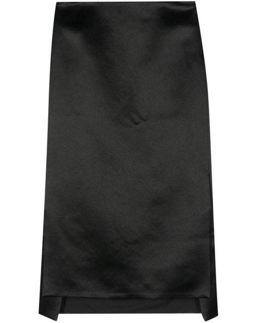 Sportmax Black Satin Midi Skirt