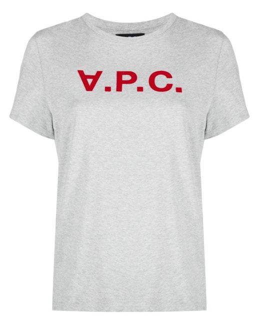 A.P.C. White Flocked-Logo Cotton T-Shirt