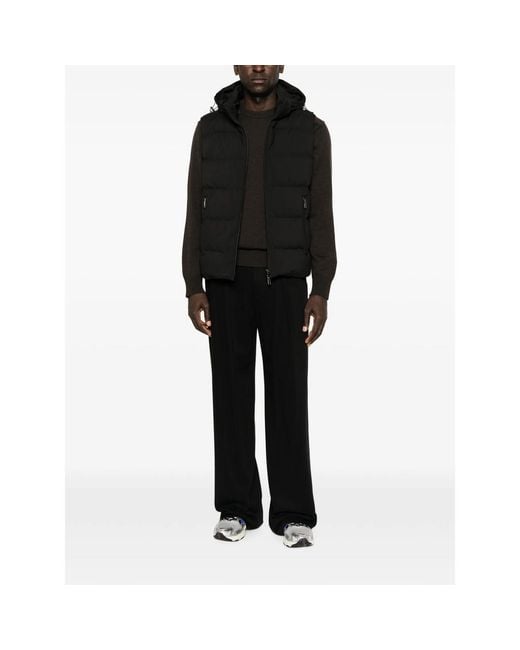 Paul & Shark Black Hooded Quilted Gilet for men