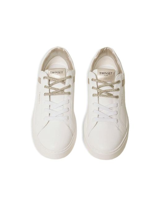 Twinset White Leather Sneakers