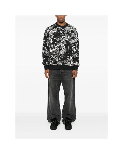 Versace Jeans Couture Men's Black Baroque-Print Sweatshirt