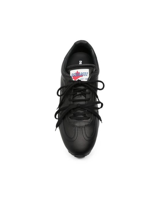 DSquared² Black Maple-Leaf Leather Sneakers for men