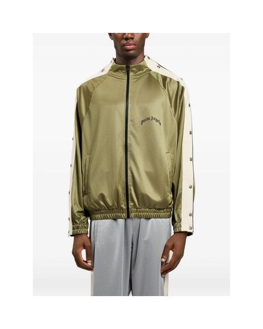 Palm Angels Green Snap-Button Side Bands Track Jacket for men