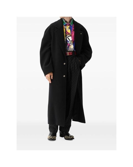 Versace Blue Printed Silk Twill Regular Shirt for men