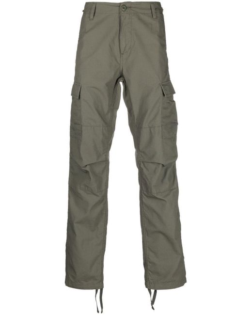 Carhartt WIP Green Logo-patch Straight-leg Trousers for men