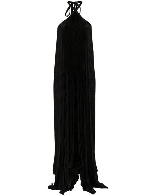 L'idée Black Deesse Pleated Gown Dress