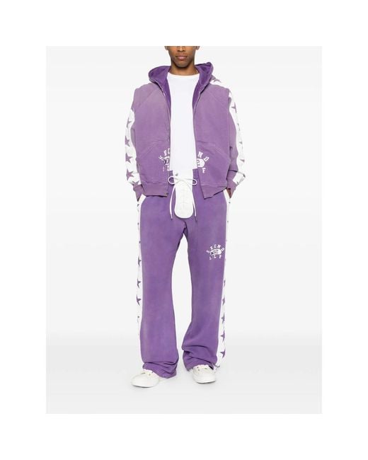 Secnd Slf Purple Star-Print Zip-Up Hoodie for men