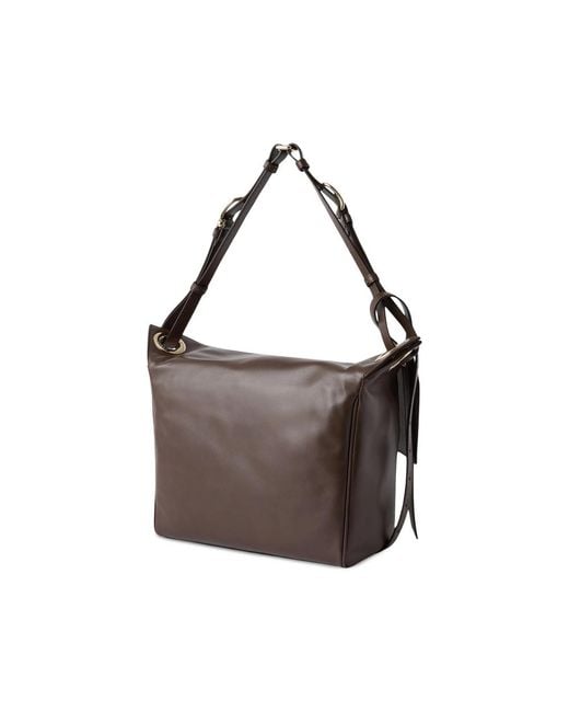 Furla Brown Logo-Tag Leather Shoulder Bag