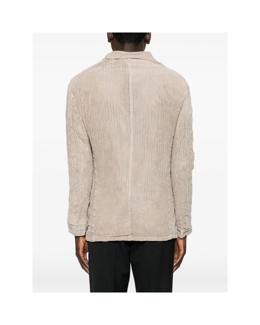 Giorgio Brato Natural Buttoned Pocketed Leather Jacket for men