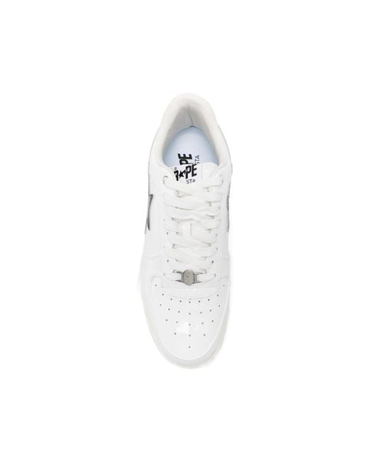 A Bathing Ape White Bape Sta Lace-Up Sneakers for men