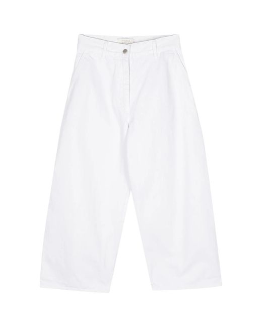 Studio Nicholson White Chalco Mid-Rise Wide-Leg Jeans