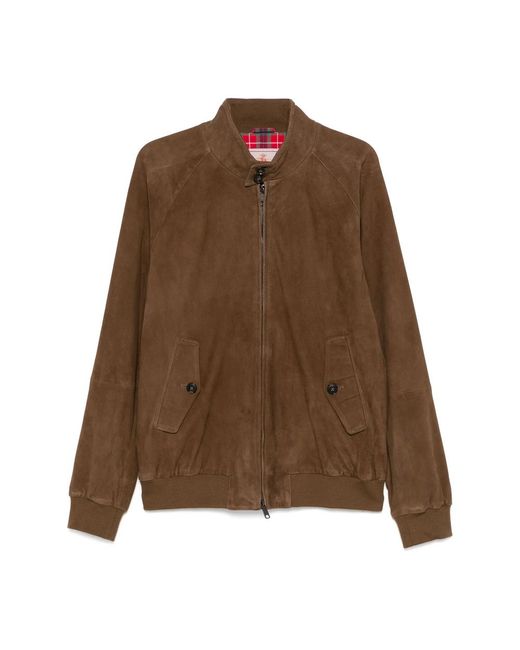 Baracuta Brown Leather Bomber Jacket for men