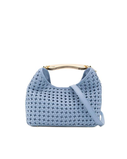 Elleme Blue Boomerang Woven Top Handle Tote Bag