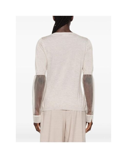 Fabiana Filippi White Sheer-Panel Top