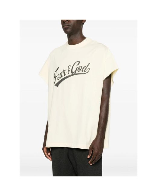 Fear Of God White Cut Off 90S Logo-Print Cap-Sleeve T-Shirt for men