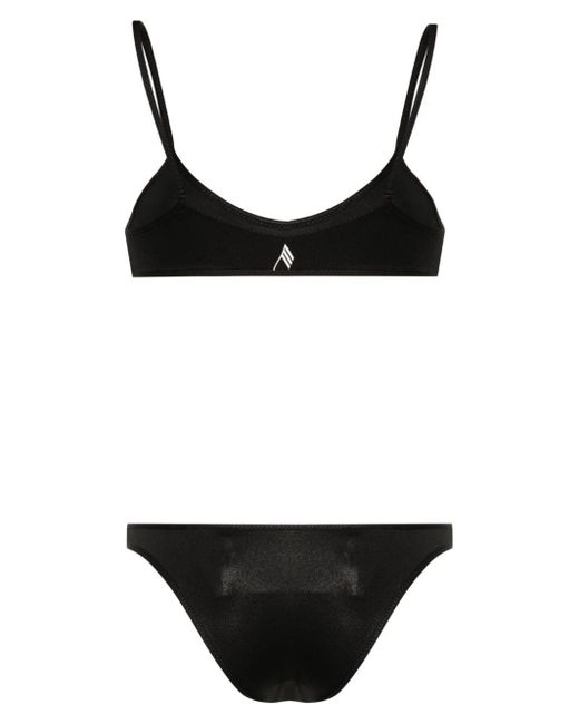 The Attico Black Wet Effect Lycra Bikini Set