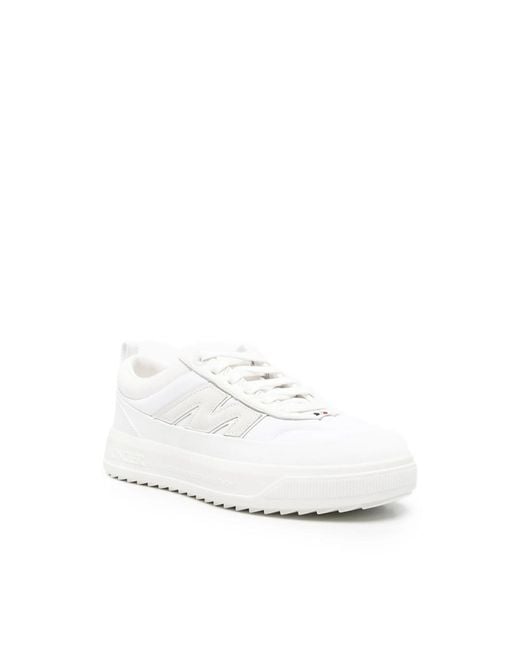 Moncler White Logo-Embossed Ridged-Sole Sneakers for men