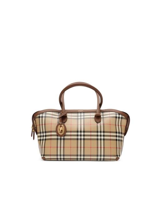 Burberry Metallic Small Check Zip Tote