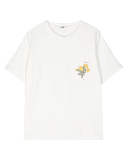 Bode White Flower Logo-Embroidery T-Shirt for men
