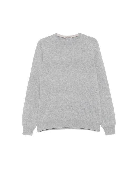 Fileria Gray Round-Neck Cashmere Sweater for men