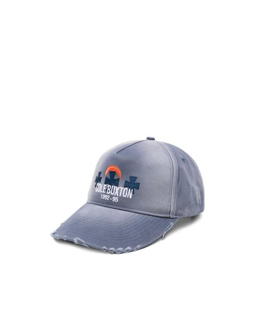 Cole Buxton Blue Distressed Embroidered Baseball Cap for men