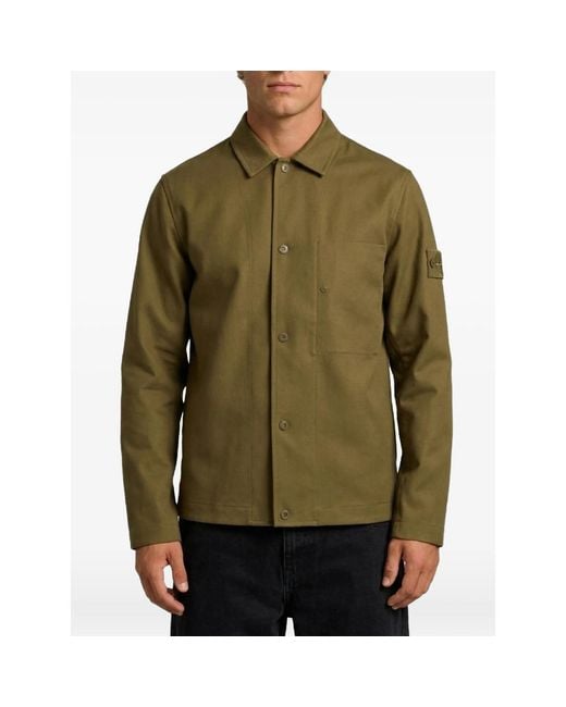 Stone Island Green Military Ghost Overshirt for men