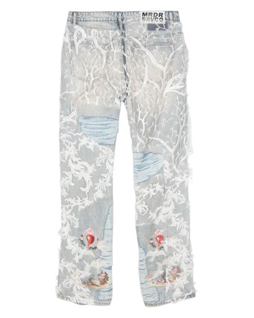 Who Decides War Blue Chalice Embroidered Staright-Leg Jeans for men