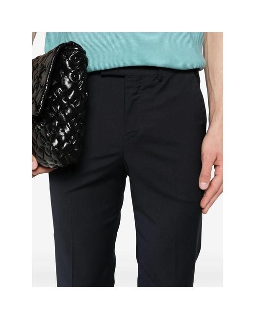 PT Torino Black Travel Mid-Rise Tapered Trousers for men