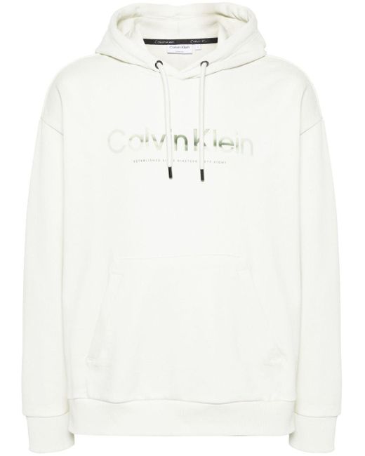 Calvin Klein White Diffused Logo Hoodie for men