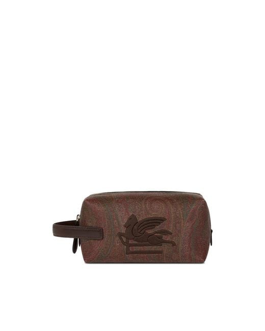 Etro Brown Pegaso Embroidery Arnica Pouch for men