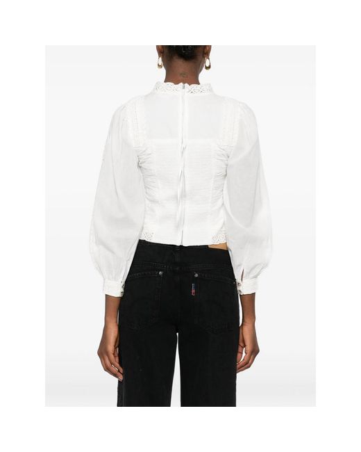 Farm Rio White Lace Long-Sleeve Blouse