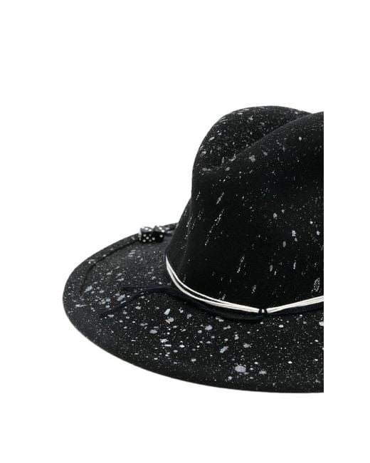 Yesey Black Splatter-Print Fedora Hat