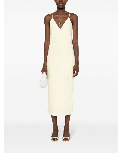 Calvin Klein White V-Neck Midi Dress
