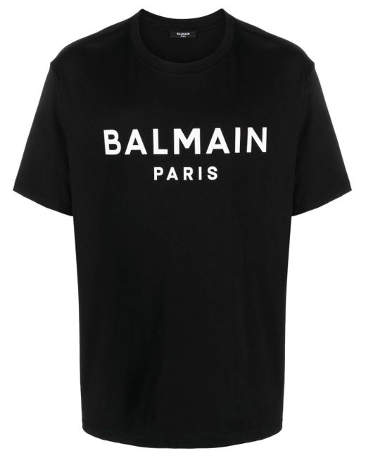 Balmain Logo-Print Cotton T-Shirt in Black for Men | Lyst