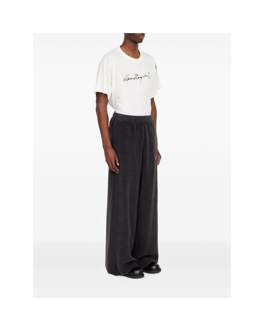 MM6 by Maison Margiela Black Brushed Fleece Cotton Sweatpants for men