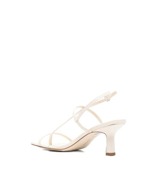 Aeyde White T-Strap Sandals Elise Cream