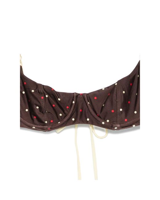 Frankie's Bikinis Brown Cola Polka-Dot Underwired Bikini Top