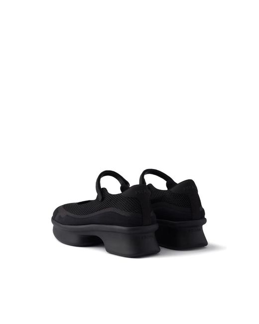 Prada Blue Mesh-Panels Ballerina Flats
