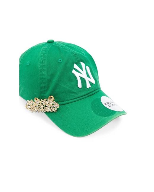 ANOTHER CHANCE Green Embellished Logo-Embroidered Baseball Cap for men
