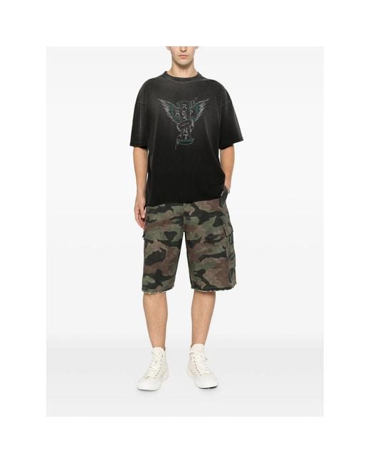 Represent Gray Camouflage-Print Cargo Shorts for men