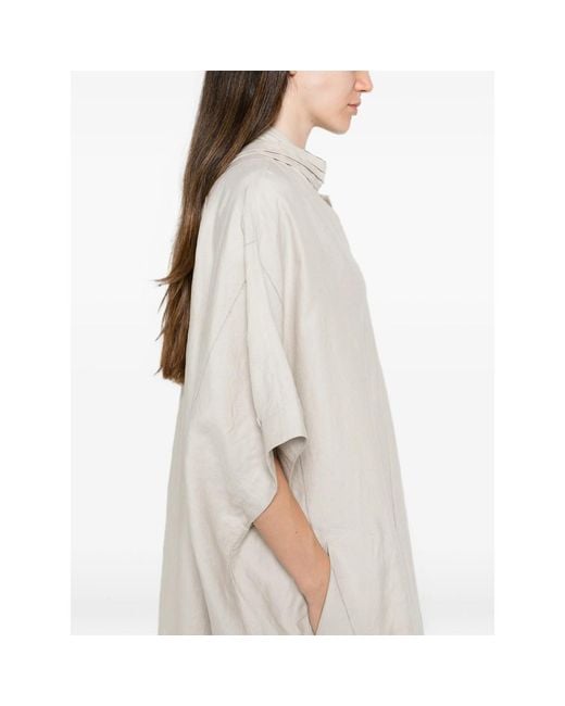 Ziggy Chen White Panelled Short-Sleeve Midi Dress