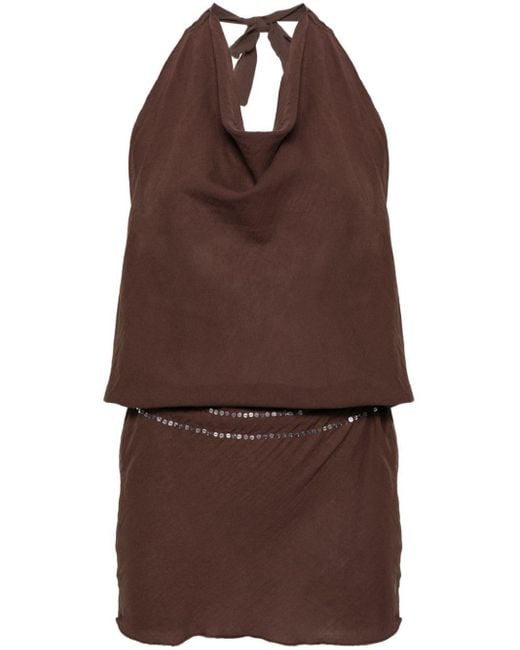GIMAGUAS Brown Costa Sequin-Embellished Dress
