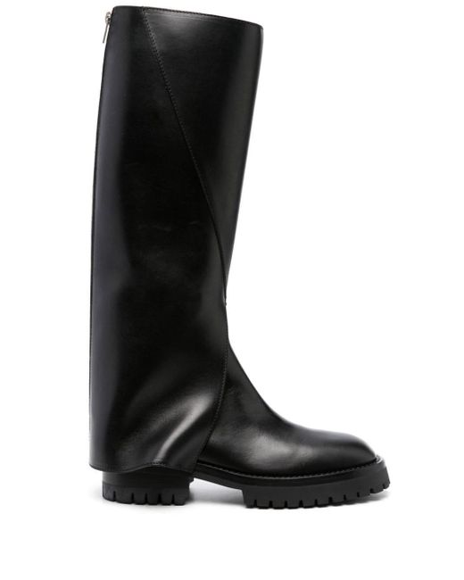 Ann Demeulemeester Black 45Mm Leather Knee-Length Boots