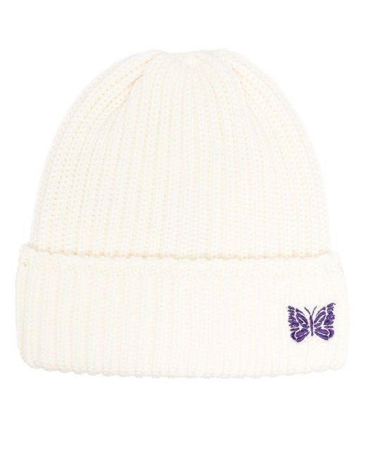 Needles Natural Embroidered-betterfly Beanie for men