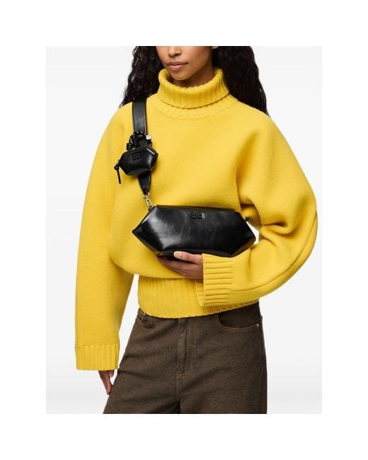 Ganni Black Bou Bag East/West Shine