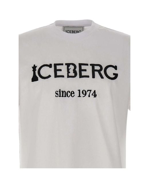 Iceberg Gray Logo-Embroidered Cotton T-Shirt for men