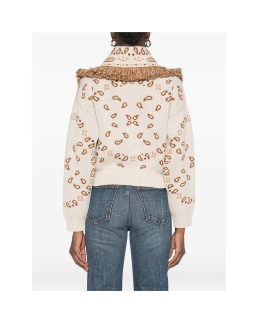 Alanui Natural Paisley-Pattern Fringed Jacket