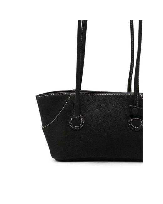 MARGE SHERWOOD Black Contrast-Stitched Leather Crossbody Bag