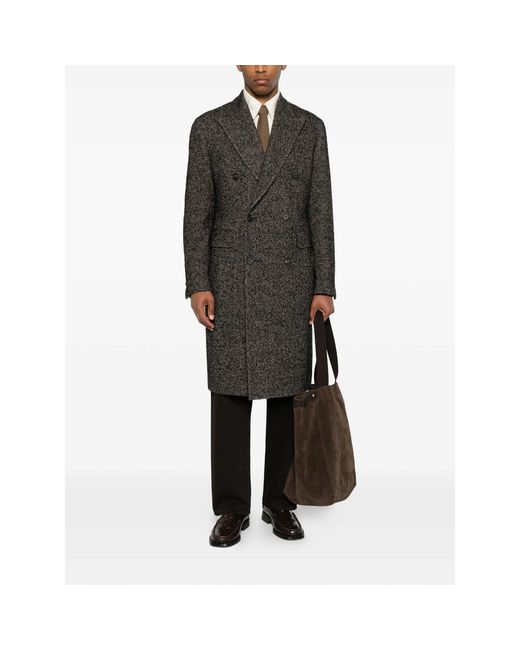 Tagliatore Gray Double-Breasted Coat for men
