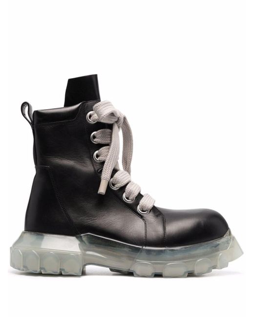 Rick Owens Leather Bozo Tractor Laceup Boots in Black for Men Lyst